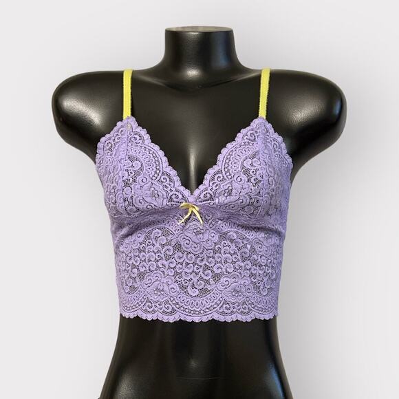 Victoria’s Secret VINTAGE Longline Lace Bralette Womens M Purple Coquette Pastel - Picture 1 of 10